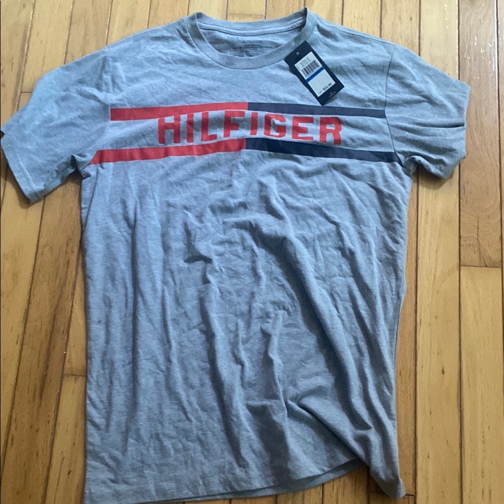 Tommy Hilfiger Gray Tee with Red Accents